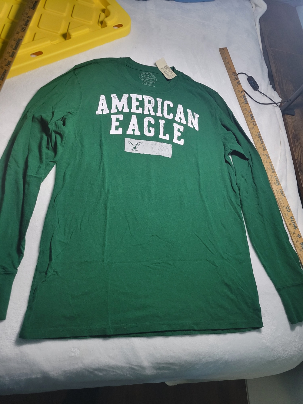 American Eagle Outfitters Men's Long-Sleeve Crewneck Shirt - Green Size LT Large